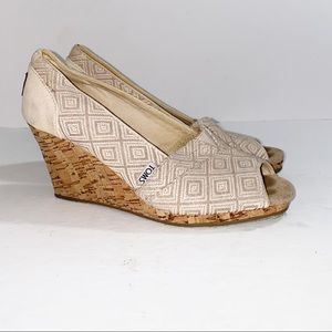 Toms Emma Cork Wedge Heel Open Toe sandals 👡 Shoes Size 9.5